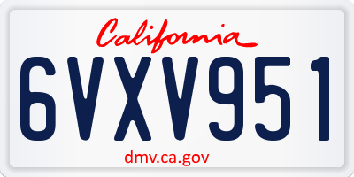 CA license plate 6VXV951