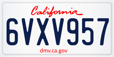 CA license plate 6VXV957