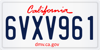 CA license plate 6VXV961