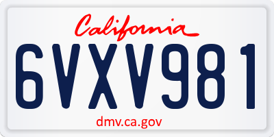 CA license plate 6VXV981