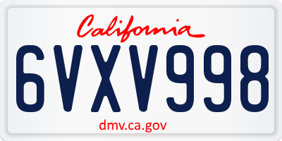 CA license plate 6VXV998
