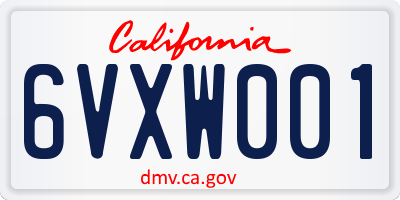 CA license plate 6VXW001