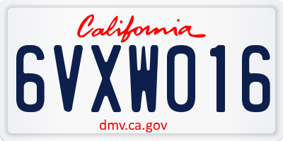 CA license plate 6VXW016
