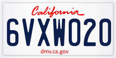 CA license plate 6VXW020