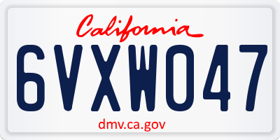 CA license plate 6VXW047