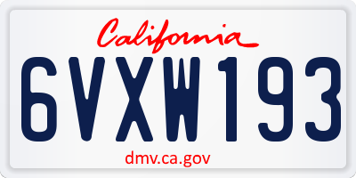 CA license plate 6VXW193