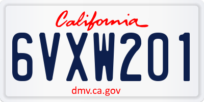 CA license plate 6VXW201