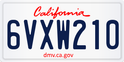 CA license plate 6VXW210
