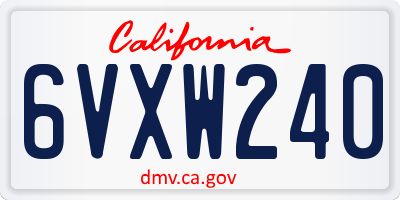 CA license plate 6VXW240