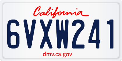 CA license plate 6VXW241