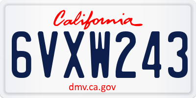 CA license plate 6VXW243