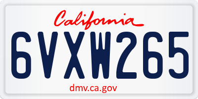 CA license plate 6VXW265