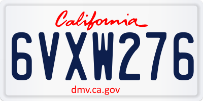 CA license plate 6VXW276