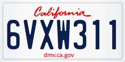 CA license plate 6VXW311