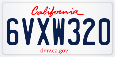 CA license plate 6VXW320