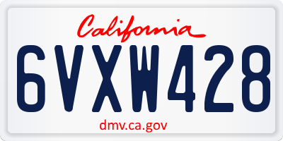 CA license plate 6VXW428