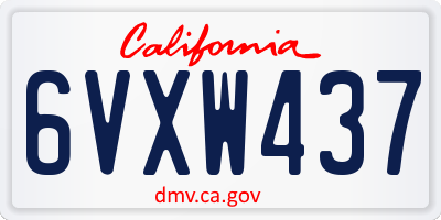CA license plate 6VXW437