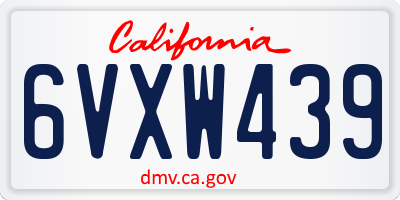 CA license plate 6VXW439