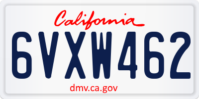 CA license plate 6VXW462