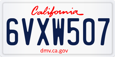CA license plate 6VXW507