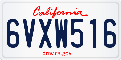CA license plate 6VXW516