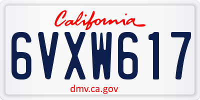 CA license plate 6VXW617