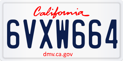 CA license plate 6VXW664