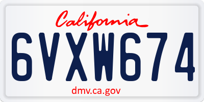 CA license plate 6VXW674