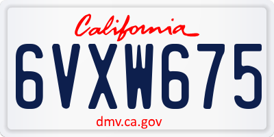 CA license plate 6VXW675