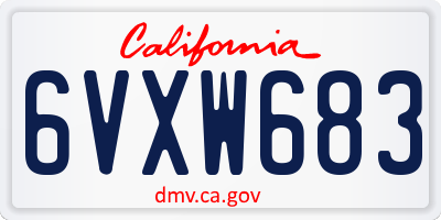 CA license plate 6VXW683