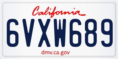 CA license plate 6VXW689
