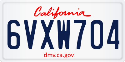 CA license plate 6VXW704