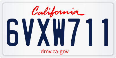 CA license plate 6VXW711