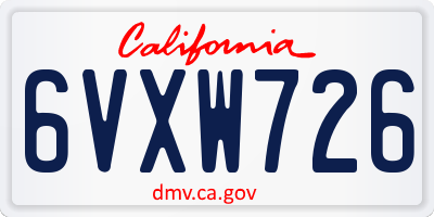 CA license plate 6VXW726
