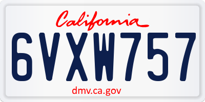 CA license plate 6VXW757