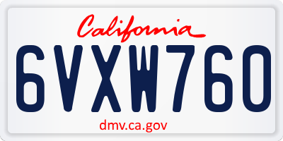 CA license plate 6VXW760