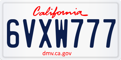 CA license plate 6VXW777