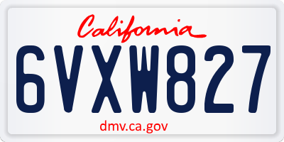 CA license plate 6VXW827