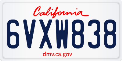 CA license plate 6VXW838