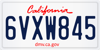 CA license plate 6VXW845
