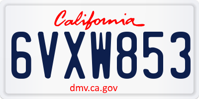 CA license plate 6VXW853