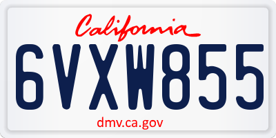CA license plate 6VXW855