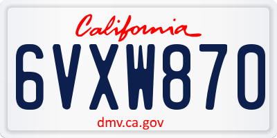 CA license plate 6VXW870