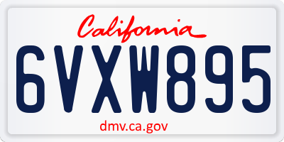 CA license plate 6VXW895