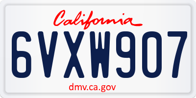 CA license plate 6VXW907