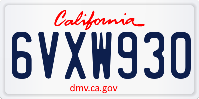 CA license plate 6VXW930