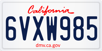 CA license plate 6VXW985