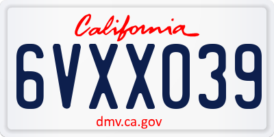 CA license plate 6VXX039