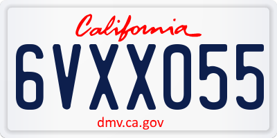 CA license plate 6VXX055