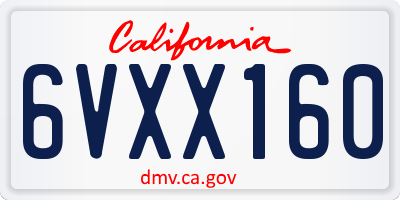 CA license plate 6VXX160